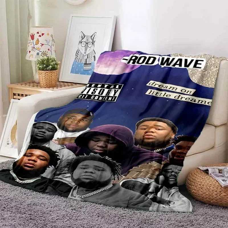 Hip Hop Rapper Blanket Rod Wave Flannel Blanket Soft Warm Throw Bedroom Decor Napping Couch Sofa Bed Chair Cover for Boys GirlsXJ241210