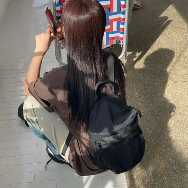 Nylon backpack Korean style large capacity school backpack Y2k waterproof travel backpack 241111