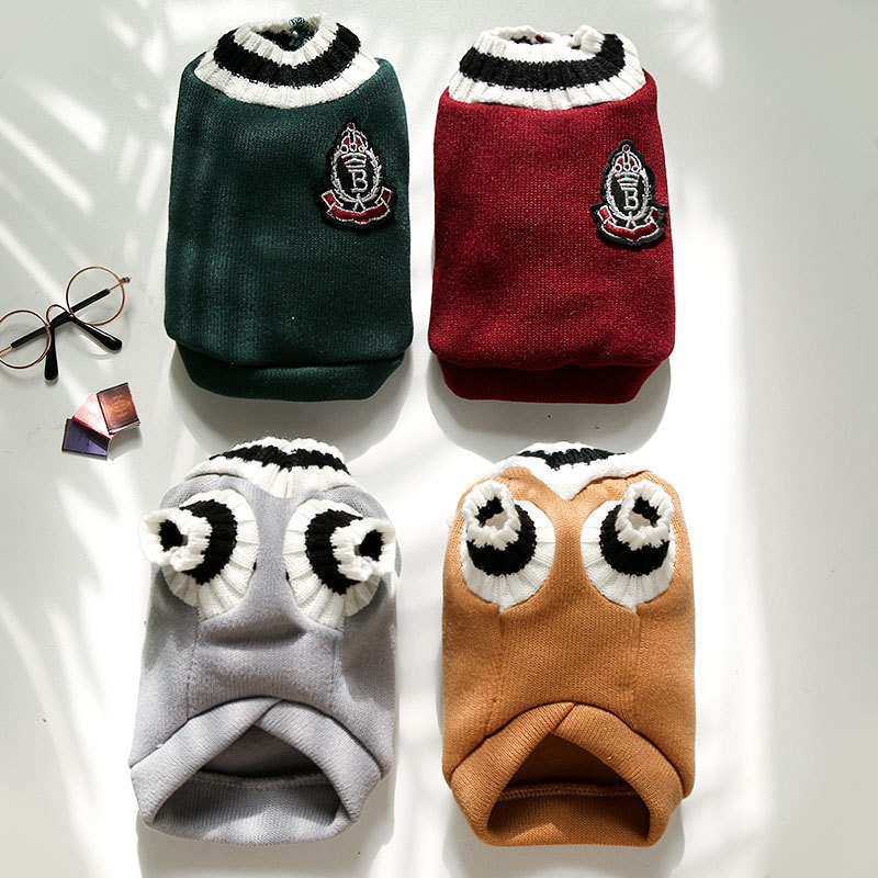 Pet Cat Solid Costume Autumn Winter Christmas Sweater College Style Dog Clothes Kitten Puppy Vest Clothes Kitty Jacket Outfits