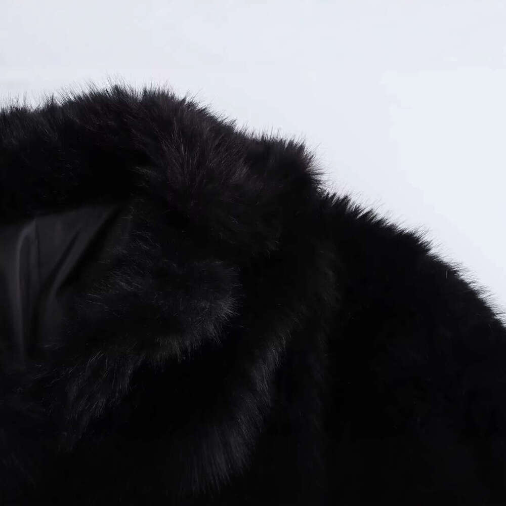 shanshi fur coat women Women's winter new artificial fur effect black coat jacket