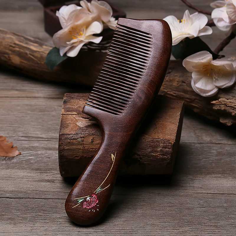 Pcs natural sandalwood comb anti-static exquisite hair comb handle massage comb travel hair care hairstyle holiday gift W241112