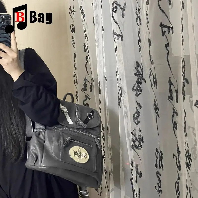 Y2K Gothic Womens Punk Handbag Harajuku Retro Motorcycle Shoulder Leather British Feng Shui Laundry Backpack Handbag 241111