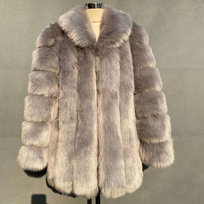 shanshi fur coat women Strength Winter New Women's Imitation Fox Medium Long Fashion Fur Coat