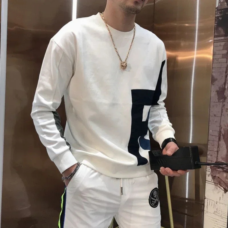 Printed white sports shirt long sleeved mens zipper Y2k single piece Xxl sales high quotation mens T-shirt 241112