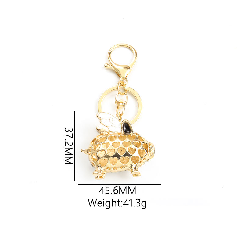 Lovely Little Flying Pig Rhinestones Enamel Keychain Couple Jewelry Bag Keys Pendant Car Interior Animal Keyring Birthday Gift