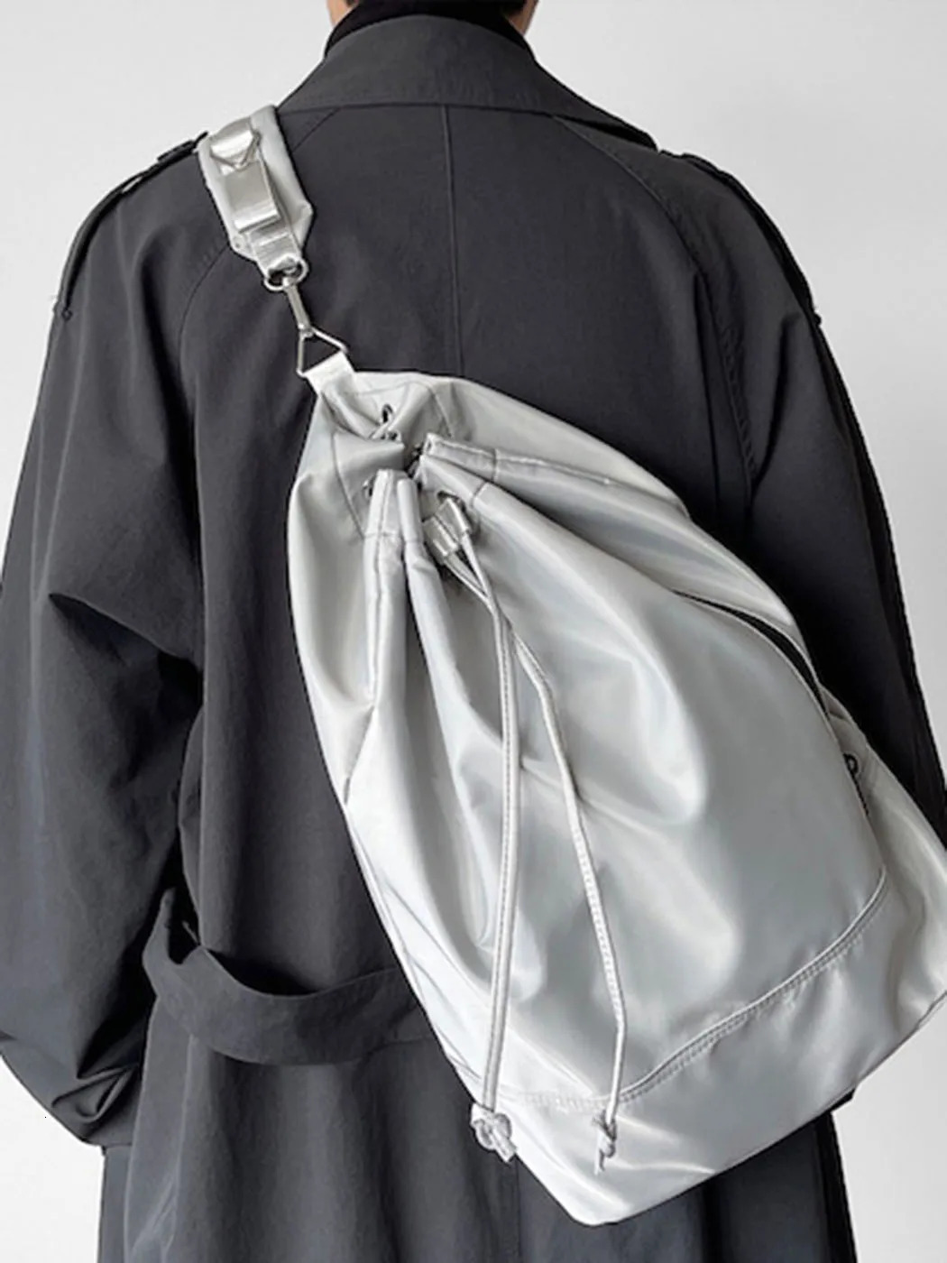 JIAERDI Harajuku Solid Backpack Womens Retro Nylon Casual Large Capacity Y2k Backpack Womens Retro Grey Mochila Womens 241111