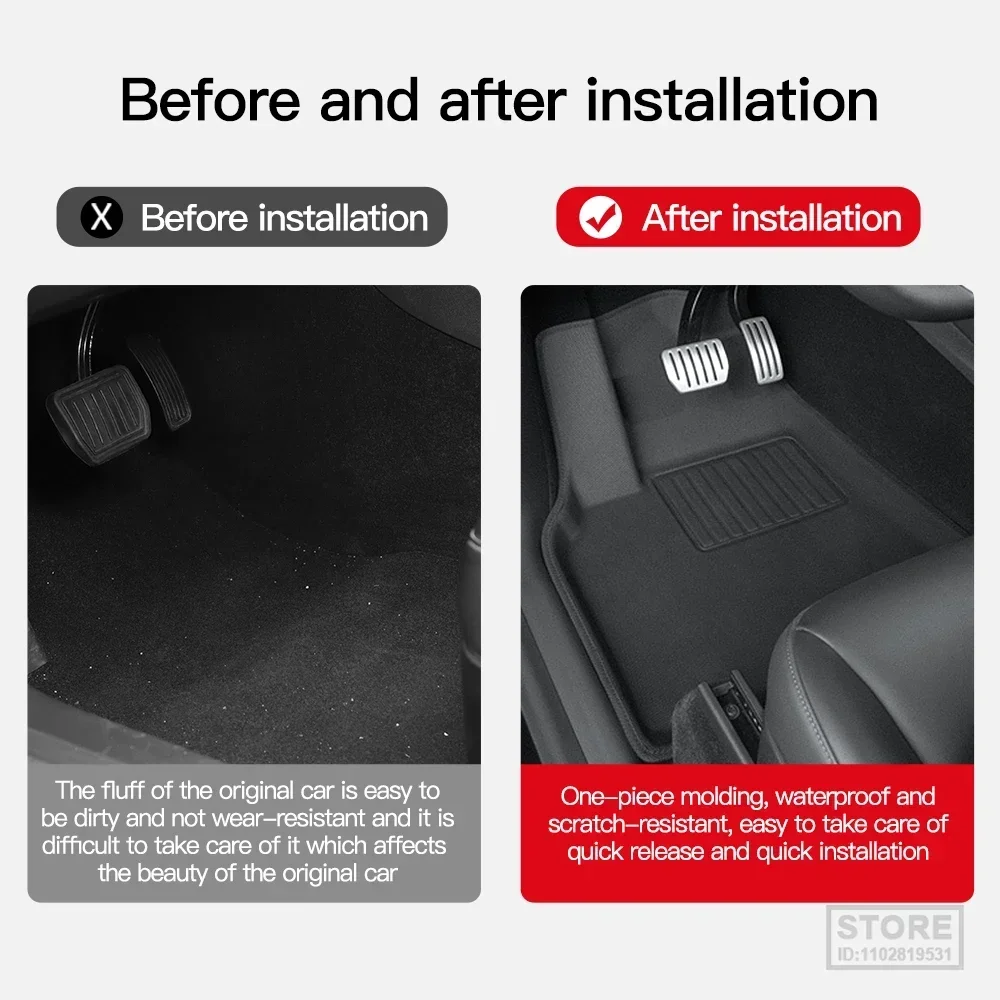 For Tesla Model3 Foot Mats TESLA Car ModelY 2021-2023 3D Pad Waterproof Easy to Clean Floor Mat Interior Accessories