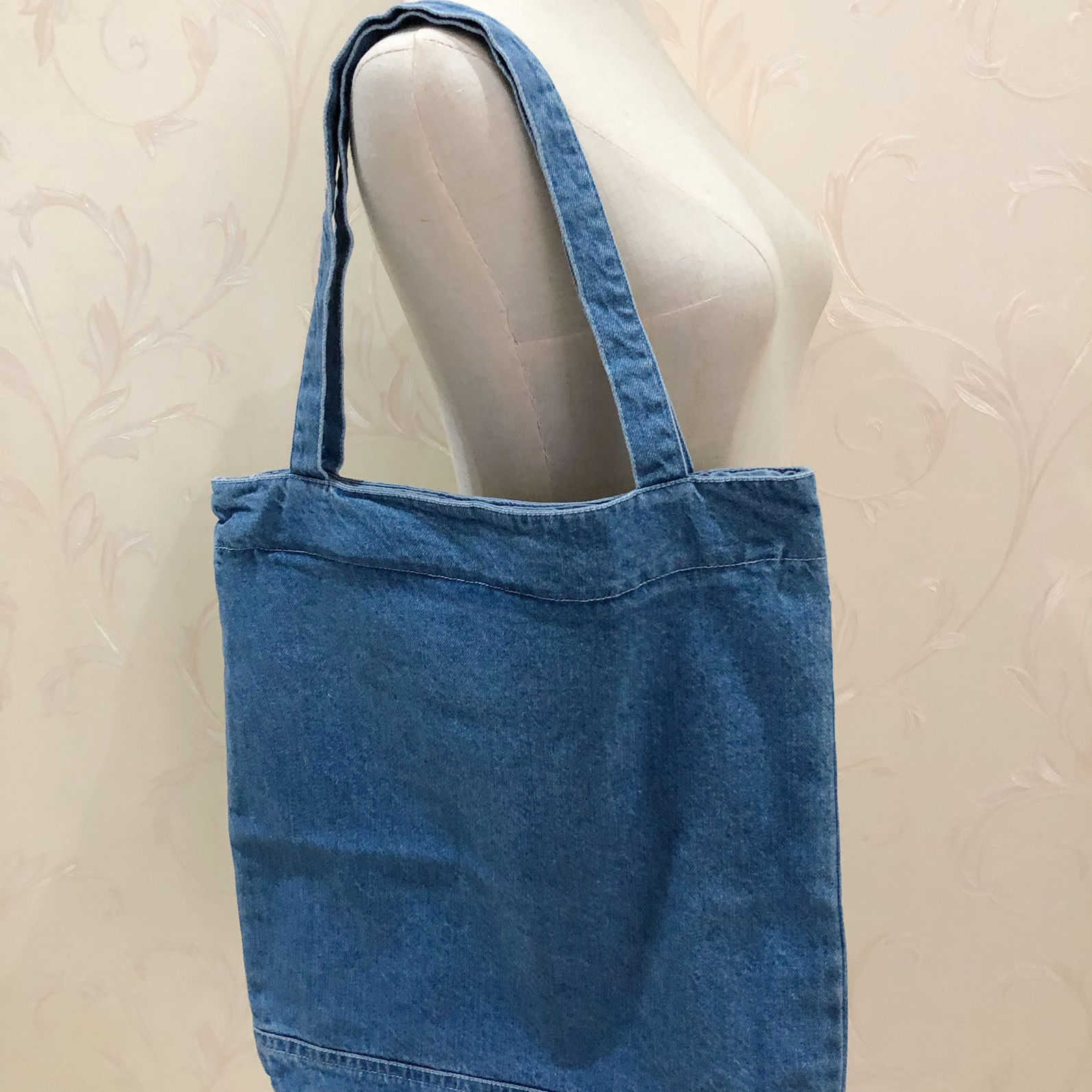 Forest Style New Denim Capacity Shopping Mom Hand-held Canvas Bag Commuting Denim Student Handbags Original bags