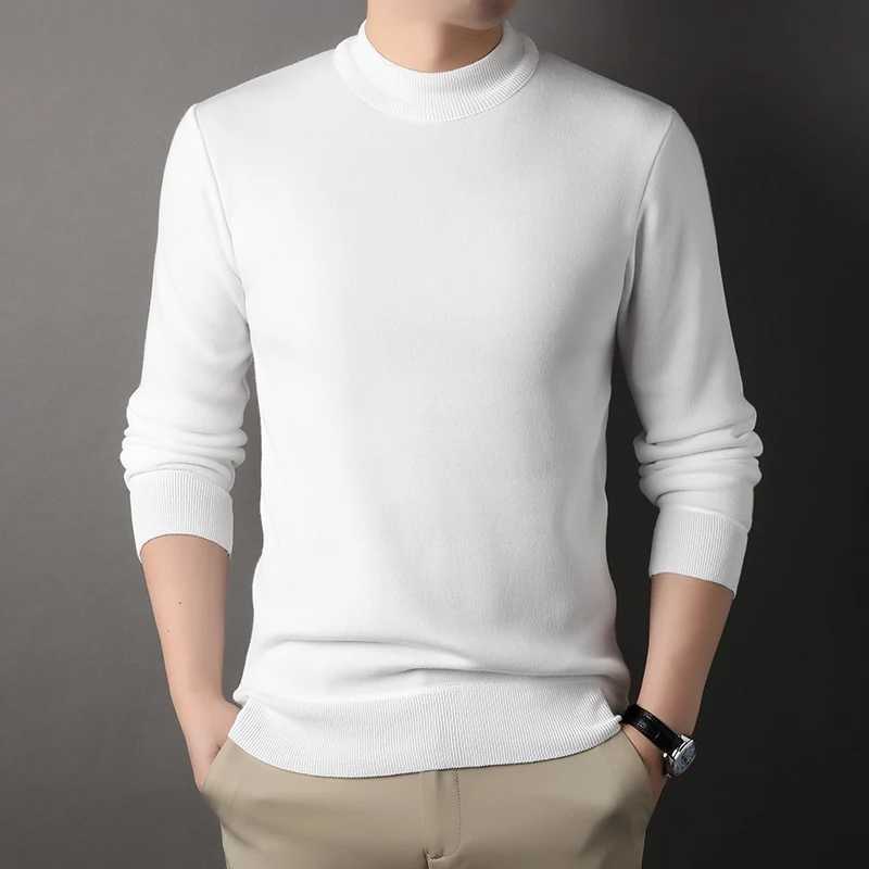 Classic round neck sweater mens knitted zipper winter mens turtle neck sweater casual slim fit top warm fitness knit W2411111