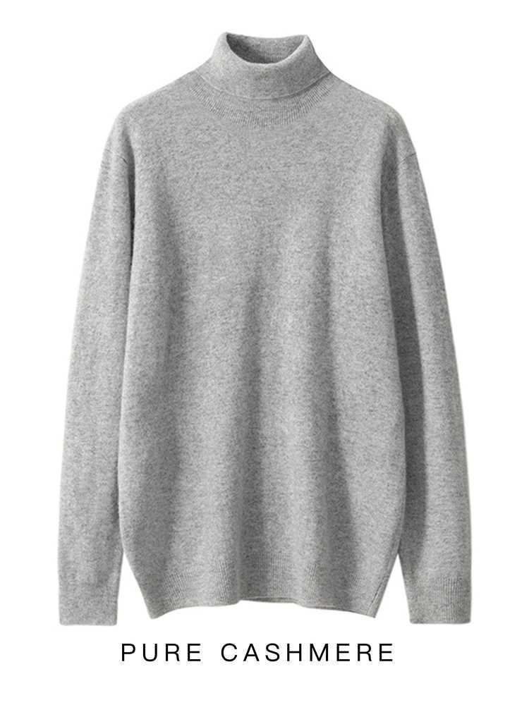 Linen mens autumn cashmere sweater with turtle collar and 100% Merino wool knit intelligent casual and warm basic clothing W2411111
