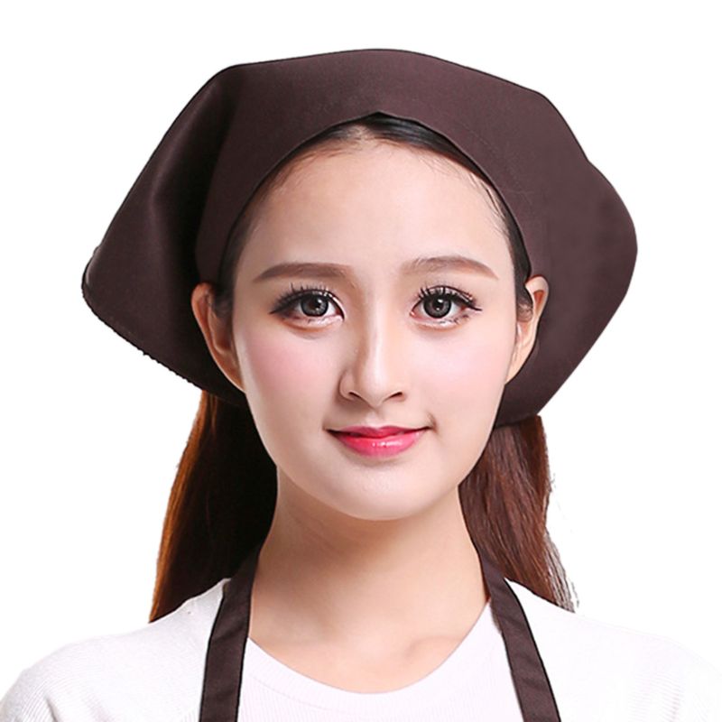 Japanese Style Womens Mens for Triangle Headscarf Towel Chef Hat Kitchen Restaurant Work Bakery Cafe Shop Solid Turban Cap