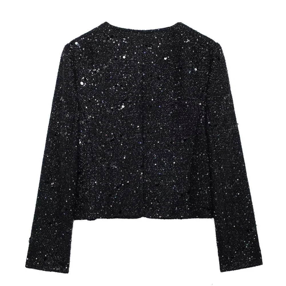 AutumnWinter Womens Fashion Workplace Bead Decoration Short Style Texture Suit Retro Long Sleeve Coat 241112