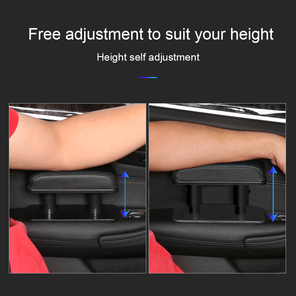 Vehicle Non-slip Elbow Rest Pad PU Leather Car Armrest Box Mat Adjustable Height for Family Travel