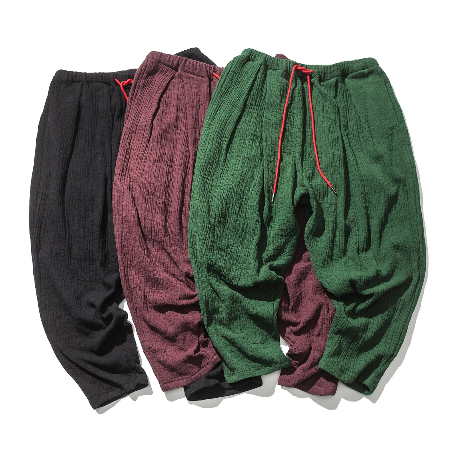 est Men Casual Sweatpants Chinese Style Fashion Harem Pants Cotton Linen Solid Jogger Mens Trousers ABZ122 241112