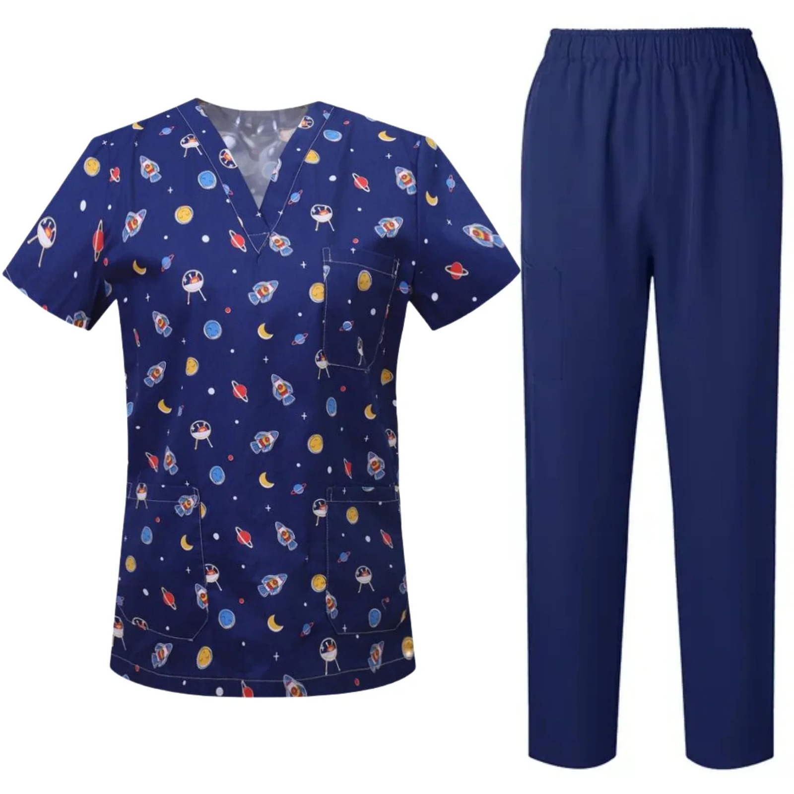 Wholesale Printing Scrubs TopsPants Uniformes Clinicos Mujer Pet Doctor Work Clothes Cotton Scrubs Workwear Women Uniforms 241112