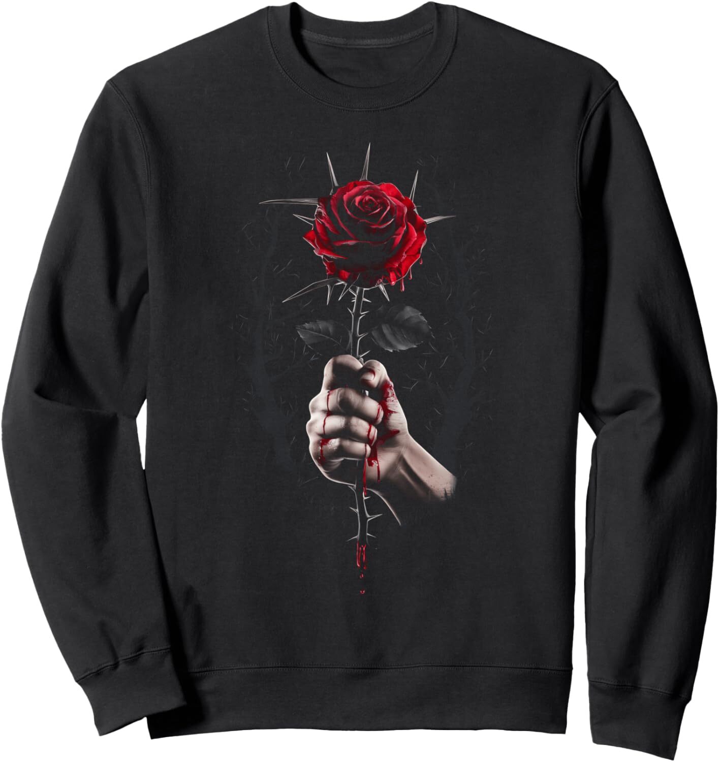 Long Sleeve Shirts for Men sweatshirt Bloody Rose Hand Holding Rose with Thorns and Blood Sweatshirt T shirt Tee Streetwear Casual tops clothes