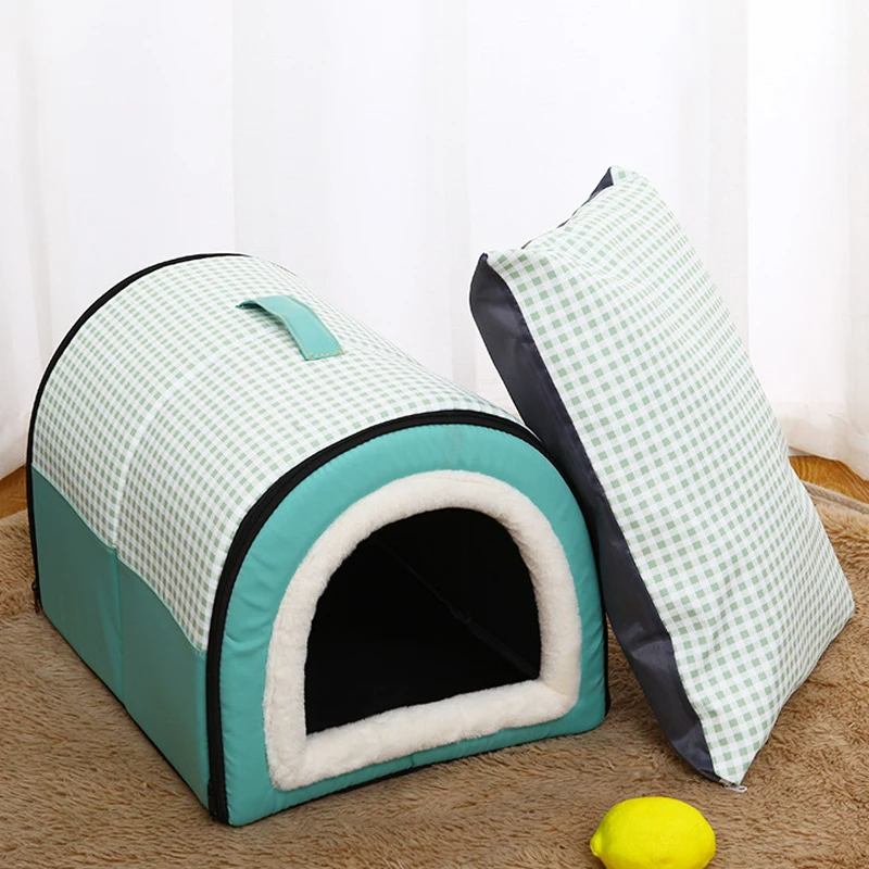 Enclosed Warm Bed for Small Medium Dogs Foldable Waterproof Dog Cave House Removable Cat Nest Basket Pet Supplies
