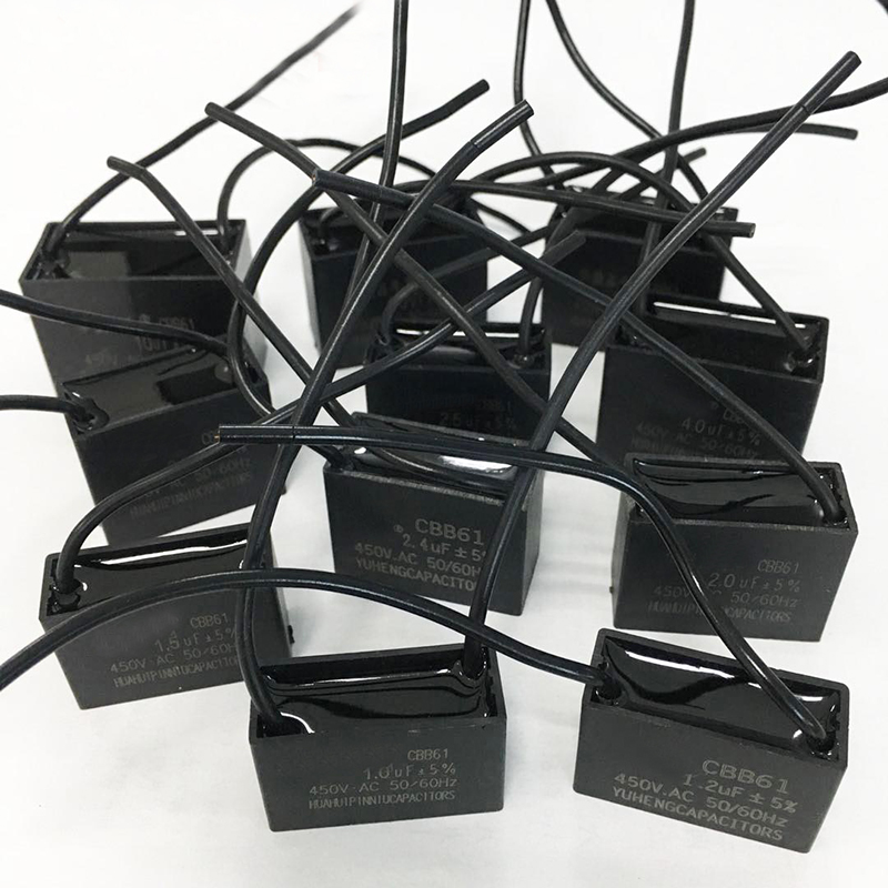 CBB61 Capacitors 1UF 1.2UF 1.5UF 2UF 3UF 4UF 5UF 8UF 10UF 12UF 18UF 450V AC Metallized Capacitor For Motor Start-up Ceiling Fan