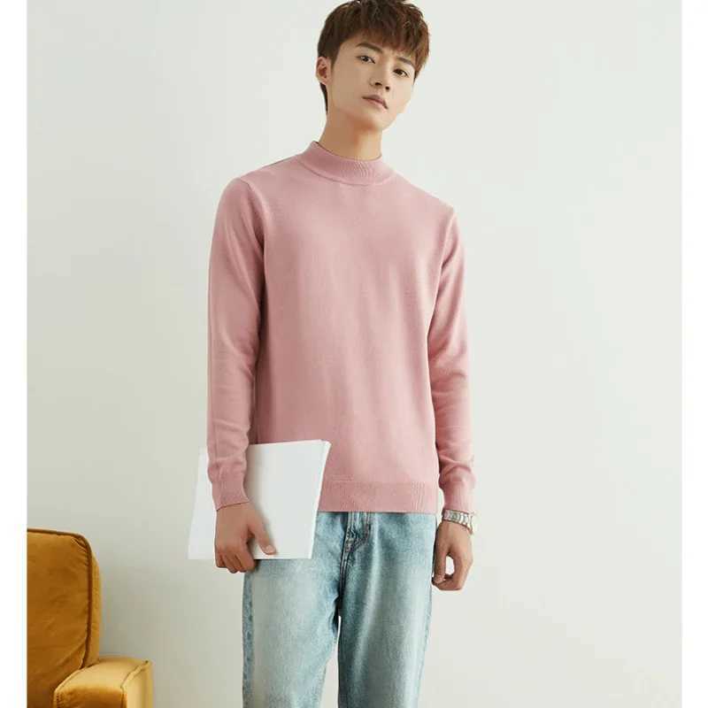 Autumn and winter cashmere mens business sweater youth half turtle collar pull-down shirt thick and warm cashmere sweater W2411111