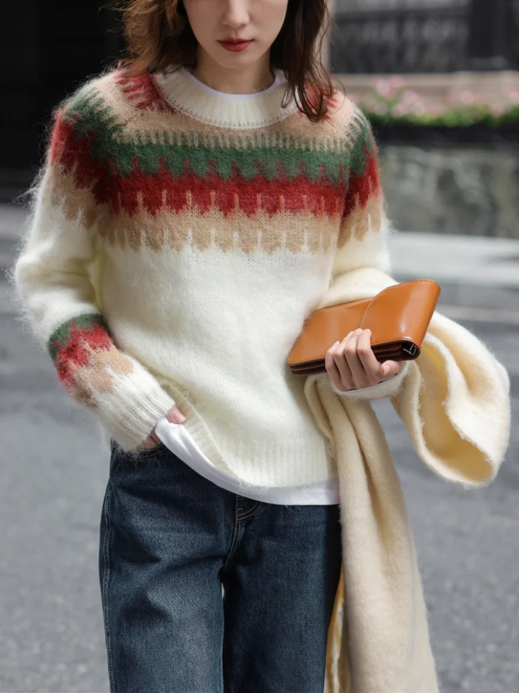 Christmas Red Sweater 2024 Autumn and Winter Lazy Wind Thick Retro Knitted Pullover winter clothes women 241111