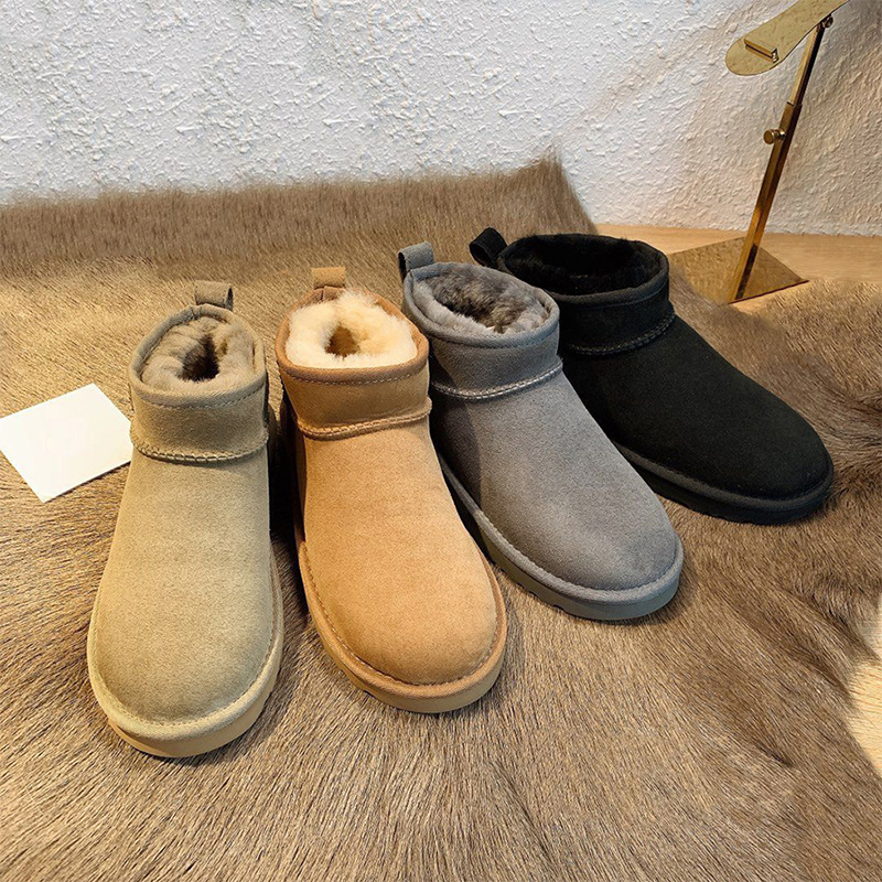 Designer Snow Boots For Men Women Classic Ultra Mini Platform Boot Tazz Slippers Tasman Fur Slides Slip-on Suede Wool Winter Warm Shoes Womens Ankle Booties Size 35-44
