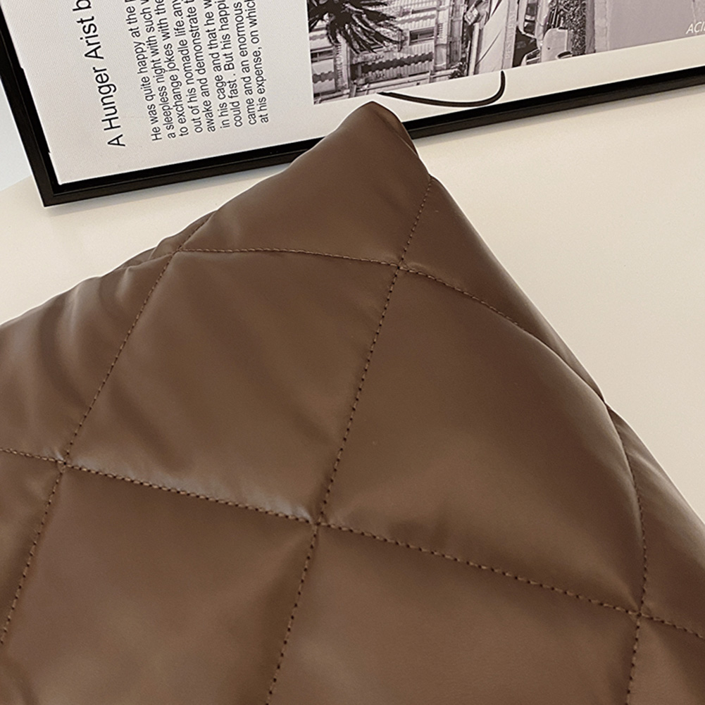Women Puffy Tote Handbag PU Leather Padded Top Handle Bag Solid Color Large Capacity Ladies Daily Commute Bag