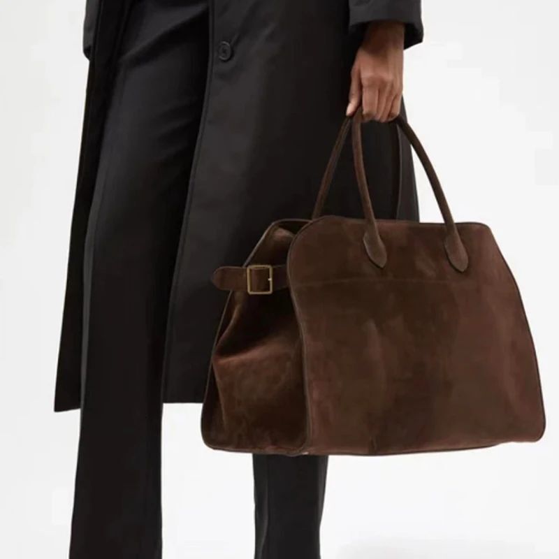 Design Handbag Leather High-Capacity Commuting Bag, Cowhide Suede Briefcase Genuine Leather Formal Style