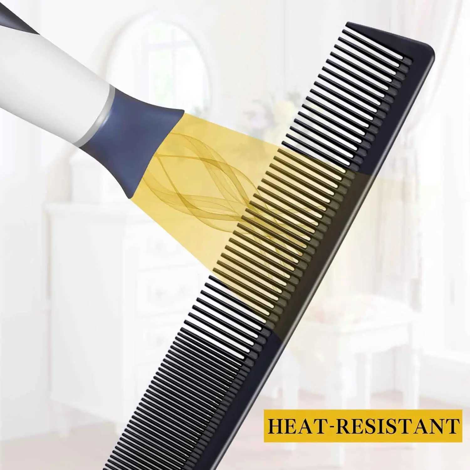 4 combs suitable for both women and men high-quality black carbon fiber hair comb set for teasing and cutting used for hairstylists combs. W241112