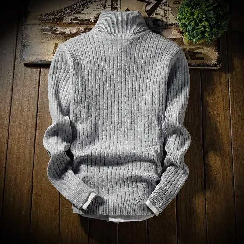 Winter high neck thick warm sweater mens Turtleneck brand mens sweater ultra-thin fit pull-out mens knitted mens double neck 3XL W2411111