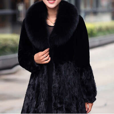 shanshi fur coat women New women's clothing with large collar extended length imitation fur coat autumn and winter warm coat
