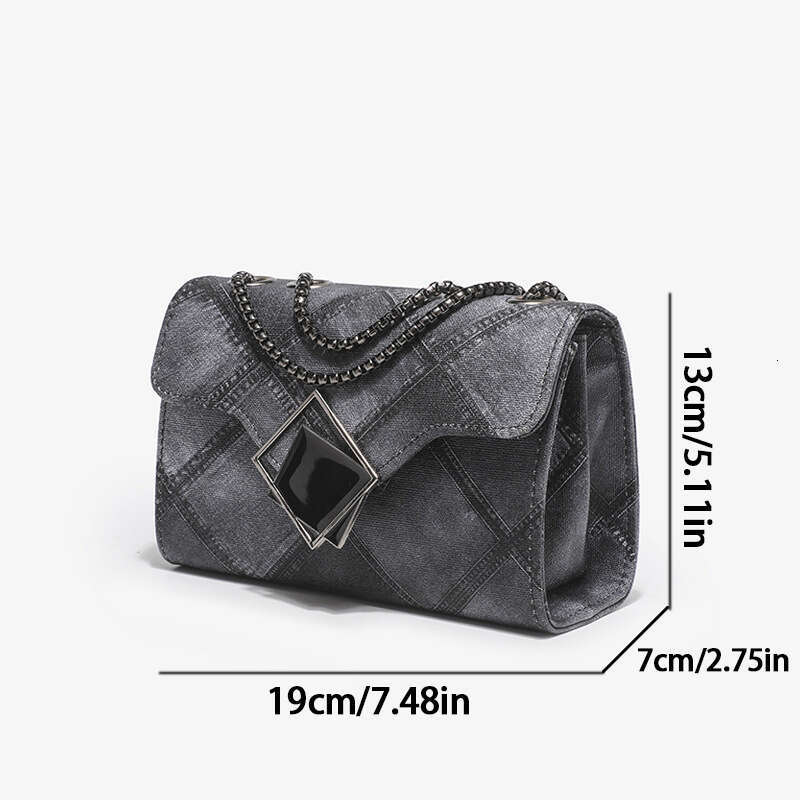 2024 new water ink denim simple chain crossbody dia check emed small square bag with single shoulder