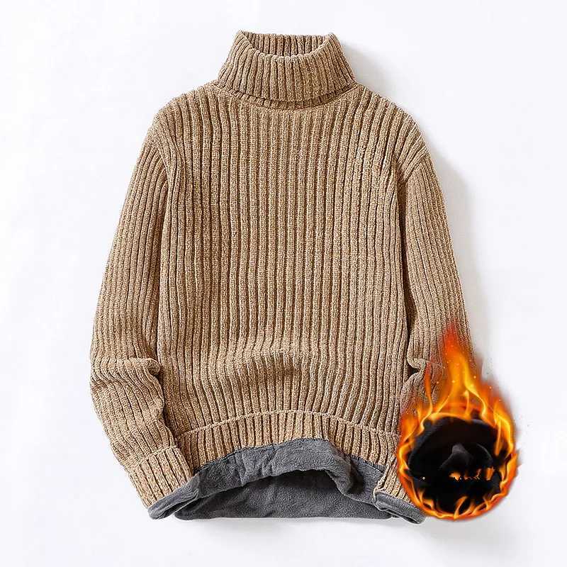 Autumn and winter new sweater mens casual turtle neck knitted mens loose solid color thick zipper mens fashion street clothing zipper mens W2411111
