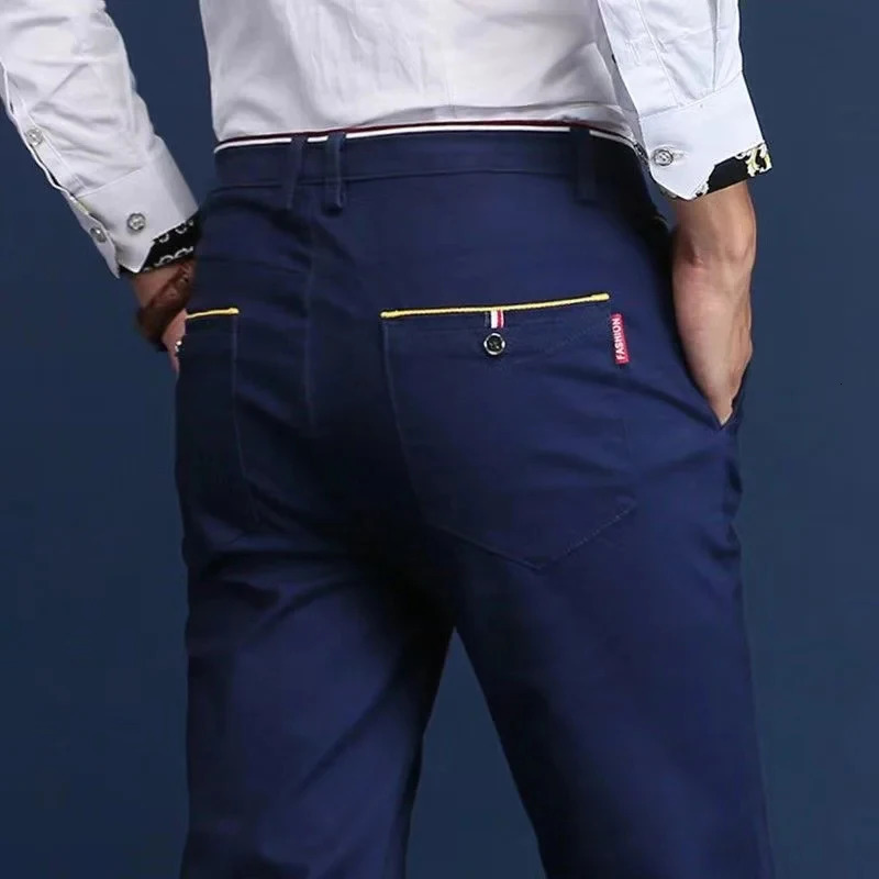 6 Colors Fashion Mens Slim Fit Casual Pants Korea Style Business Work Trousers Allmatch Midwaist Straight 241111