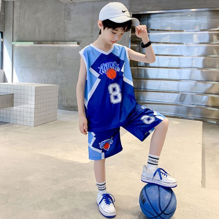 Kids Quick-drying New Boys Girls No.8 Basketball Summer Vest Jersey Children's Sports Short Sleeve Suit Tide