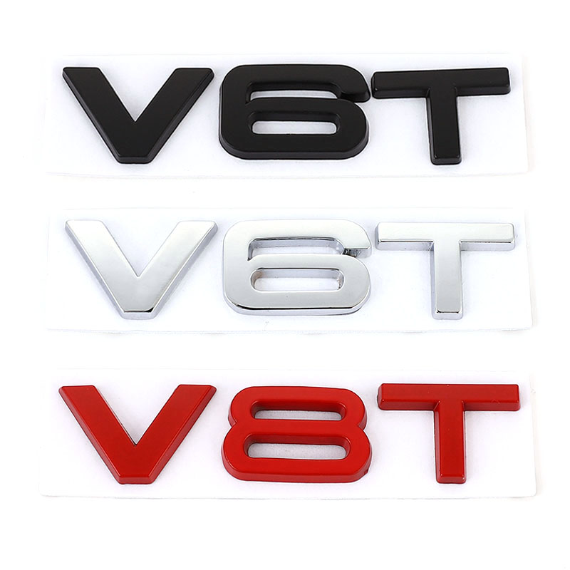 Car Sticker 3D V6T V8T Metal Emblem Badge Decals Displacement Stickers for Audi S3 S4 S5 S6 S7 S8 A4L A5 A6L A7 Q3 Q5 Q7
