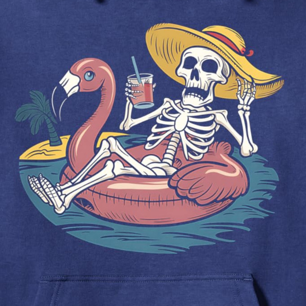 Hoodie for Mens Womens Skeleton Summer Vacation Flamingo Float Tropical Beach Fun Pullover Hoodie Graphic Hoodies sweatshirt