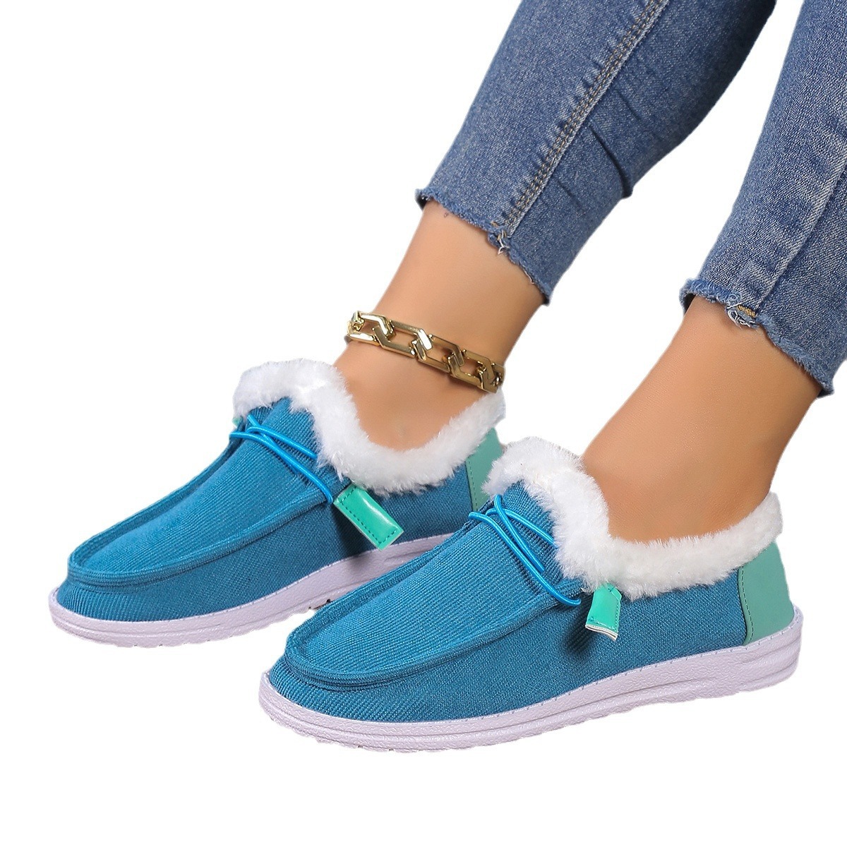 plus size 2024 winter new item european and american lace up woolen mouth snow boots for women with plush insulation plus plus plus size cotton shoes 