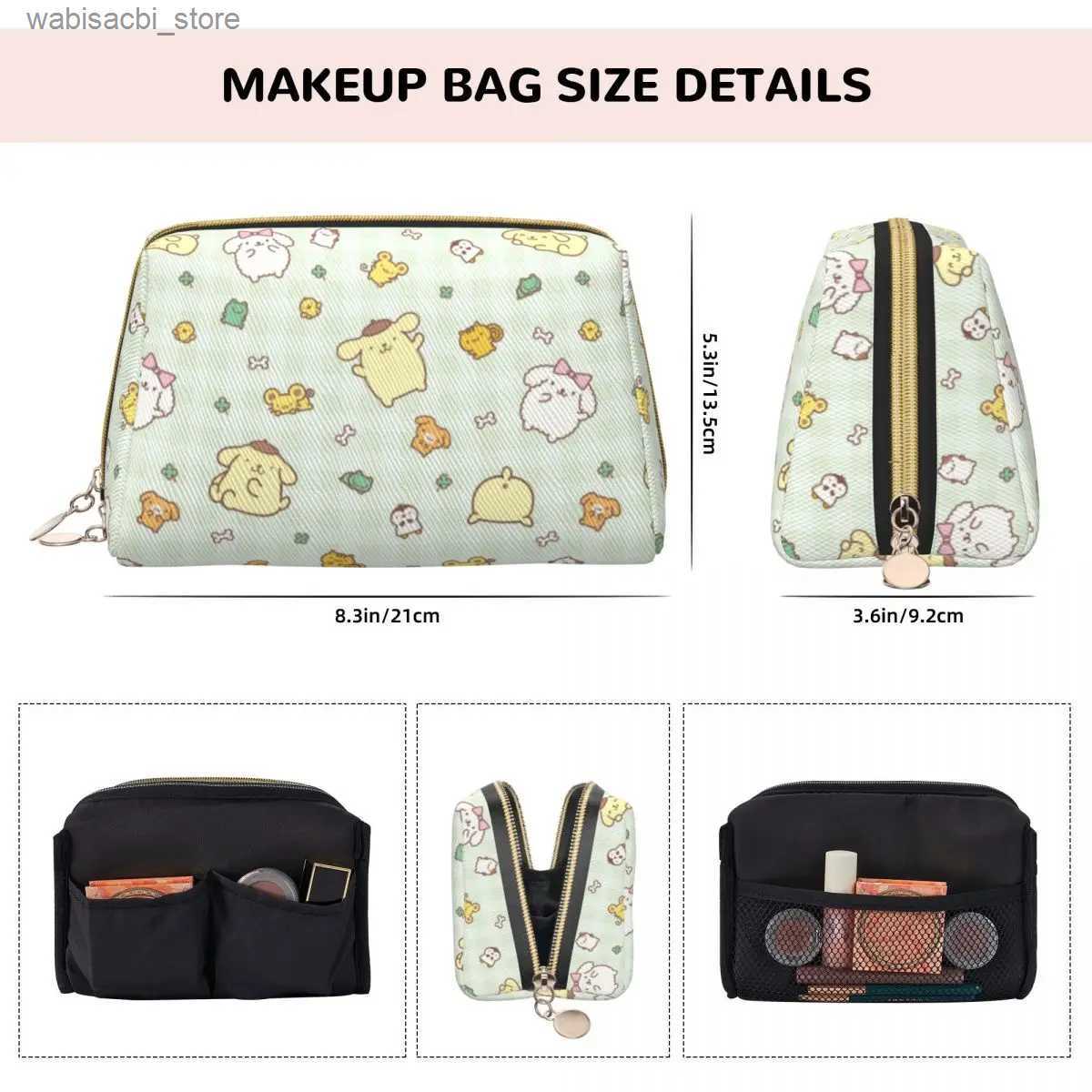 Cosmetic Bags Funny Pompompurin Leather Makeup Bag Trend Large Capacity Cosmetic Bags Accessories Woman Zipper Beauty Toiletry L49