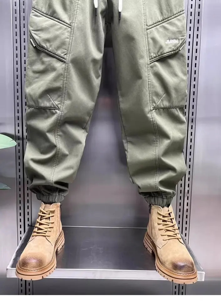 autumn and winter cargo pants mens trend handsome retro loose bunched feet leisure outdoor sports 241112