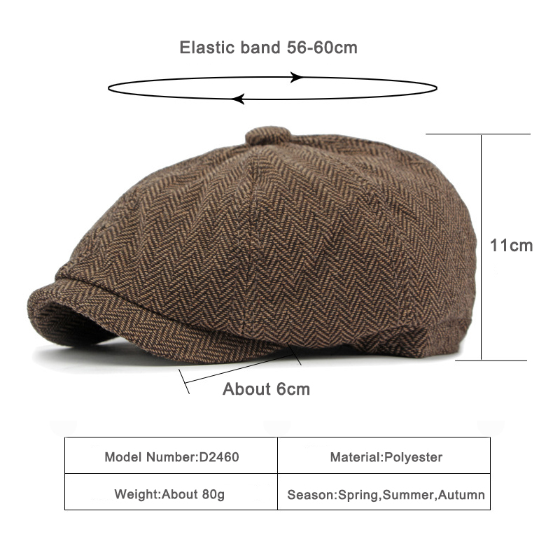 Twill Flat Cap for Men Women Herringbone Newsboy Caps British Style Octagonal Solid Green Red Detective Cabbie Beret Hat