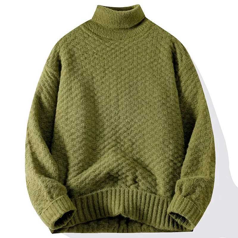 Autumn and Winter Turtle Neck Sweater Mens Thick Bottom Warm Knitted Mens High Fashion Brand Twisted Flower Mens Zipper Comfortable W2411111