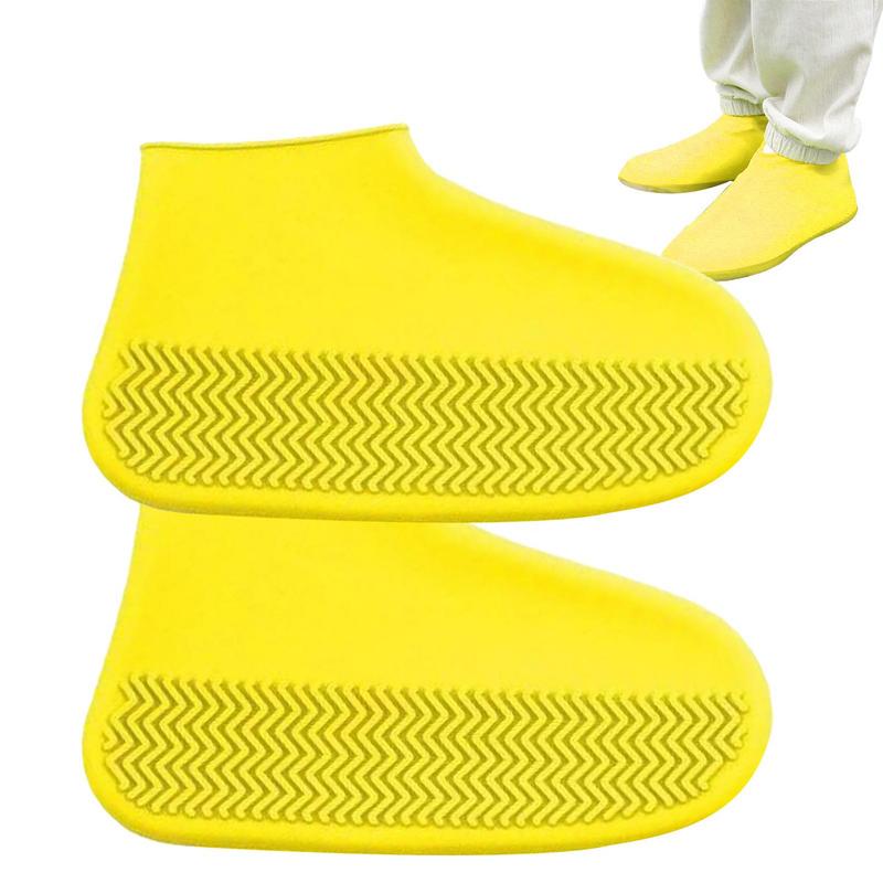 NEW 1 Pair Waterproof Non-slip Silicone Shoe Elastic Wear-resistant Unisex Rain Boots For Outdoor Rainy Day Reusable Shoe Cover 69ca0