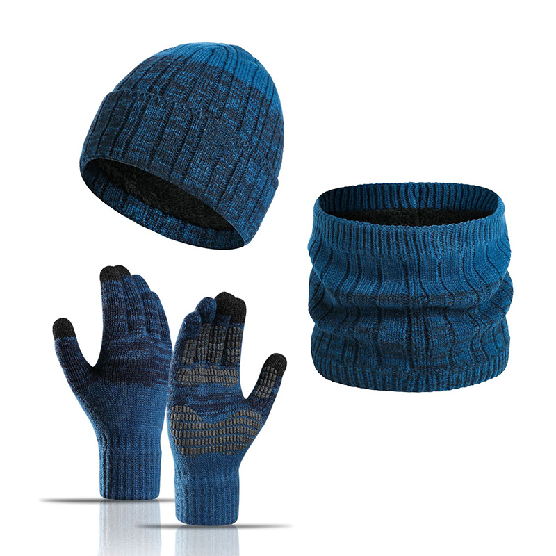 3Pcs Set Beanie Gloves Scarf Set Keep Warm Set Thickened Neck Gaiter Unisex Knitted Hat Muffler Woolen Yarn Winter High Quality 1cbf9