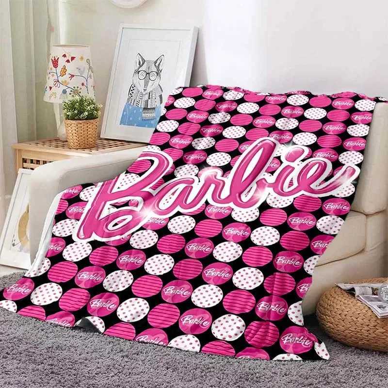 Barbie Flannel Fluffy Throw Camping Blanket for Children Sofa Throw Blanket Modern Fashion Gift Miniso Picnic BlanketXJ241111