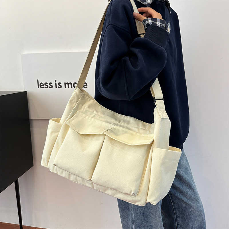 2024 Winter New Artistic Simple Single Shoulder Tote Bag Ins Large Capacity College Student Classroom Bag Crossbody Bag for Women