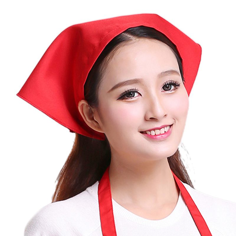 Japanese Style Womens Mens for Triangle Headscarf Towel Chef Hat Kitchen Restaurant Work Bakery Cafe Shop Solid Turban Cap