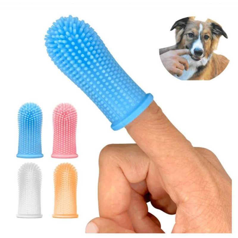 Super Soft Pet Finger Toothbrush Teeth Bad Breath Care Nontoxic Silicone Tooth Brush Tool Dog Cat Cleaning Supplies Free shipping