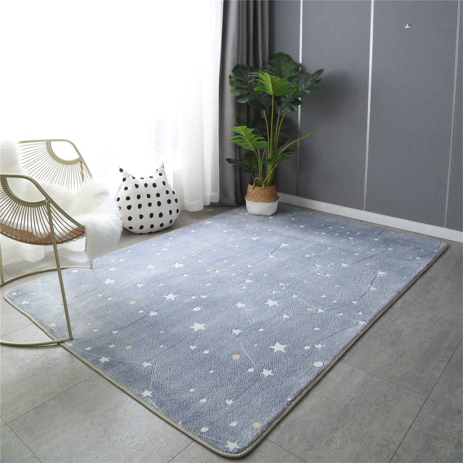 Luminous Area Rug Glow in The Dark Unique Soft Washable Modern Indoor Rugs for Kids Anti-Slip Bedroom Living Room Carpets Rugs