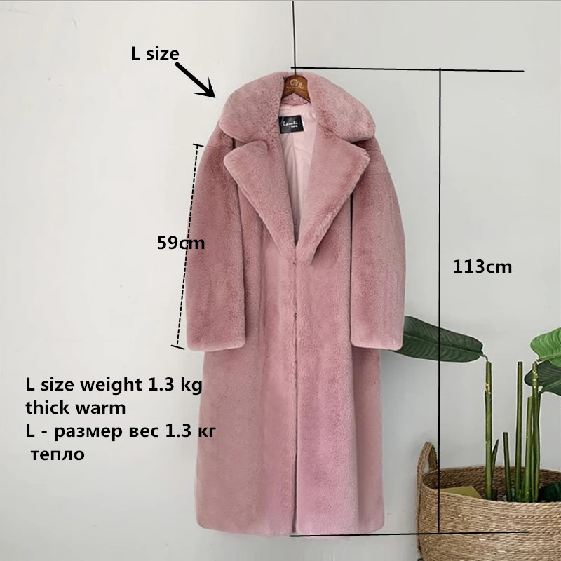 Flip collar faux fur coat for women in winter long orange plush coat fluffy jacket Teddy pink faux mink fur jacket 241112