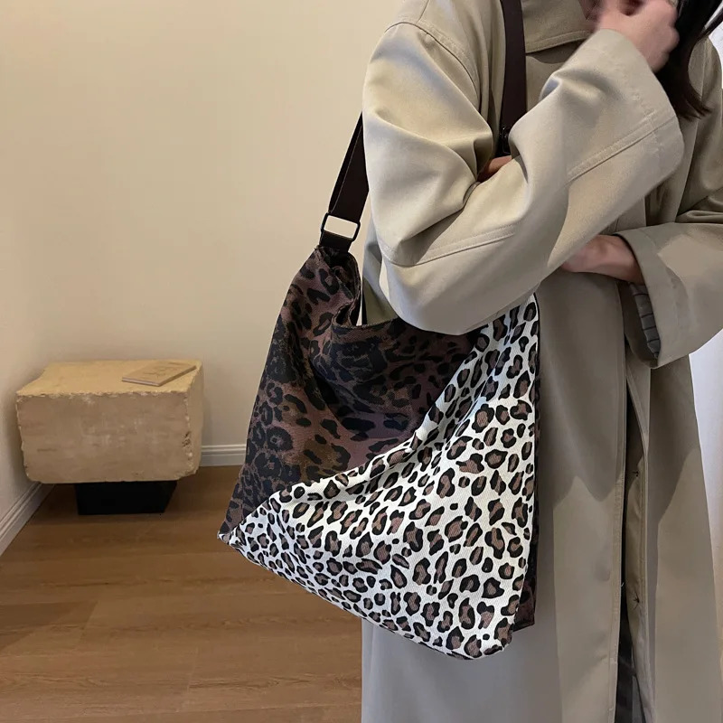 Leopard Prints Korean Fashion Cross Bag Womens Casual Shopping Shoulder Cross Bag Travel Handbag 241111